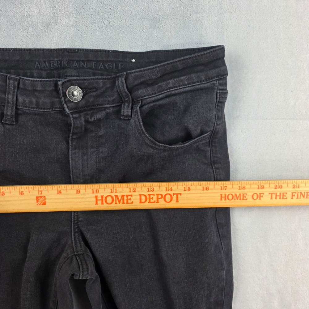 American Eagle Ne(x)t Level Stretch Jegging Jean Black Distressed Womens 12 Long - Picture 4 of 13